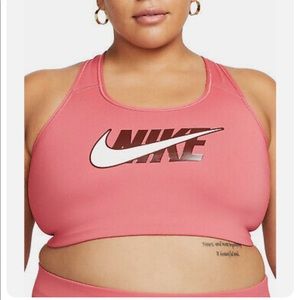 Nike Plus Size Swoosh Icon Clash Sports Bra Womens Medium-Support Pink Dri-FIT